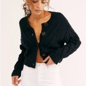 free people bonfire cardi in black